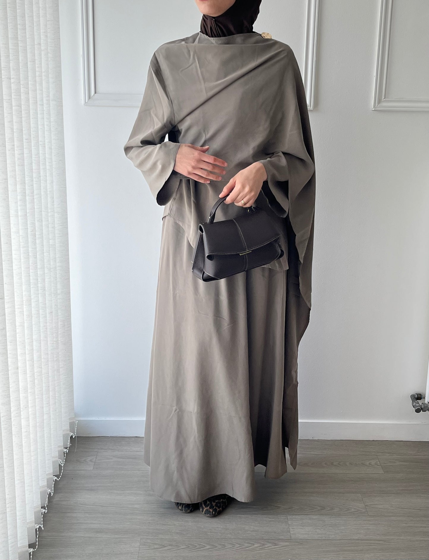 Jupe Evasée Maxi Beige-Kaki